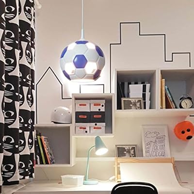 Fussballleuchte Fussball Lampe Blau Weiss Furs Kinderzimmer Jungen Madchen Hangelampe Pendelleuchte Amazon De Beleuchtung