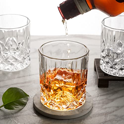 LANFULA Crystal Whiskey Glass, Premium Old Fashioned Tumblers Set of 4