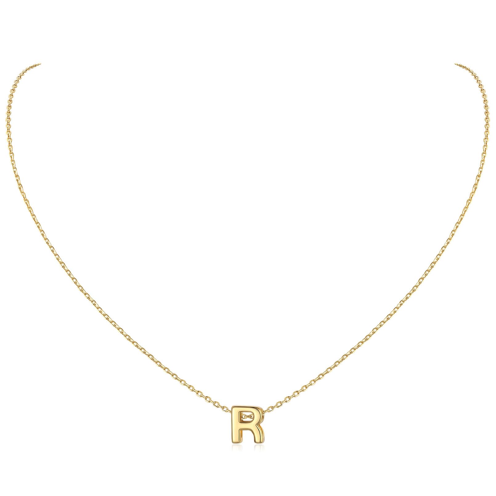 ChicSilver Necklace Women 925 Sterling Silver Small Letter R Necklaces Gold Alphabet Jewellery Minimal Elegant Neck Chain 40cm+5cm