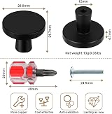 Ainiv 10 PCS Black 30mm Mushroom Cabinet Knobs with Screws Aluminum Alloy view 2