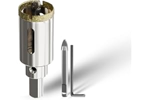 CSOOM 1"（25mm） Diamond Hole Saw with Center Drill Bit, One-Touch Positioning, Easy to Penetrate Hard Materials Such as Ceramic, Tile, Glass, Granite, Marble, etc.