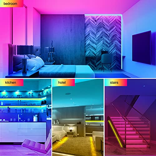 65.6ft Led Lights for Bedroom,Ultra Long Smart Music Sync LED Strip Lights Bluetooth APP Control with 44 Keys Remote ,RGB Color Changing Led Lights for Room Kitchen Christmas Party Home Decoration