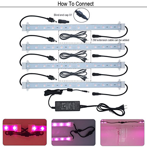 Grow Light Strip Kit 45W, 4 pcs 16 Inches LED Grow Light Strips with