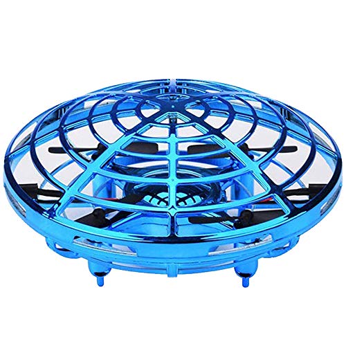 UFO Flying Ball Toys, Hand-Controlled Mini Drone, Infrared Sensing Aircraft,Anti-Injury Protective Shell,2 Speeds with LED Lights,360 Degree Rotating,Interactive Toys for Boys and Girls,Blue