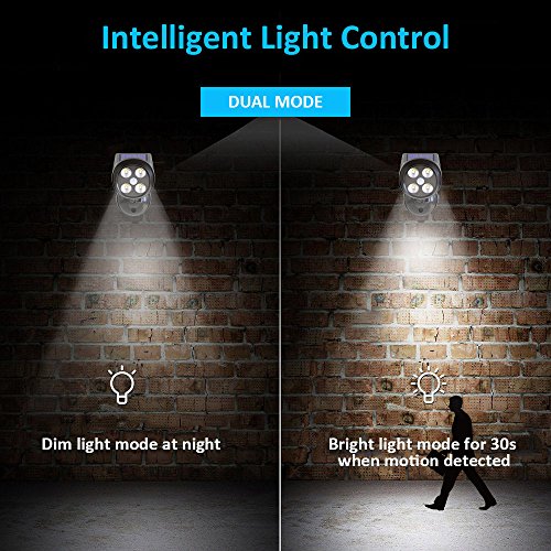 Solar Lights Outdoor, Pobon 360° Adjustable 300LM Bright Solar Powered Motion Sensor Security Light, Waterproof Spot Light Wall Lights for Garage Porch Patio Garden Pathway (Black) - Thumbnail 3