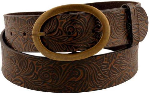 Womens Beautiful Western Style Oval Buckle Belt Brown Large