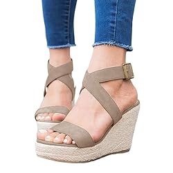 Womens Wedge Platform Espadrille Cross Ankle Strap