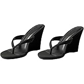 MakeMeChic Women's Suede Platform Wedge Flip Flops Round Toe Summer Flatform Sandals