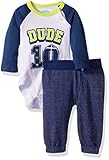 BON BEBE Baby Boys' 2 Piece Bodysuit Set with Sweatpant, Football Green, 6-9 Months