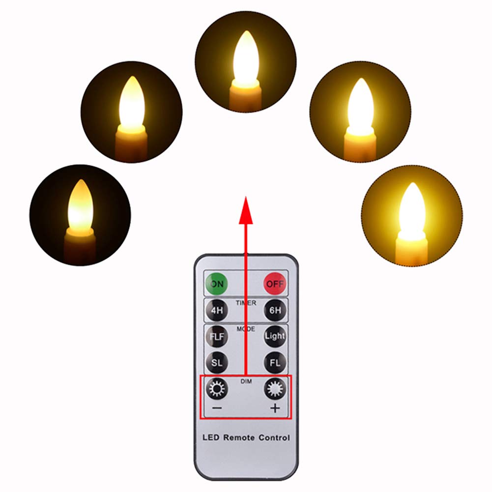 Window Candles with Remote Timer, PChero 6 Packs 7.9" Battery Operated Flameless LED Taper Candles Lights with Removable Candlesticks, Ideal for Thanksgiving Table Christmas Home Decor