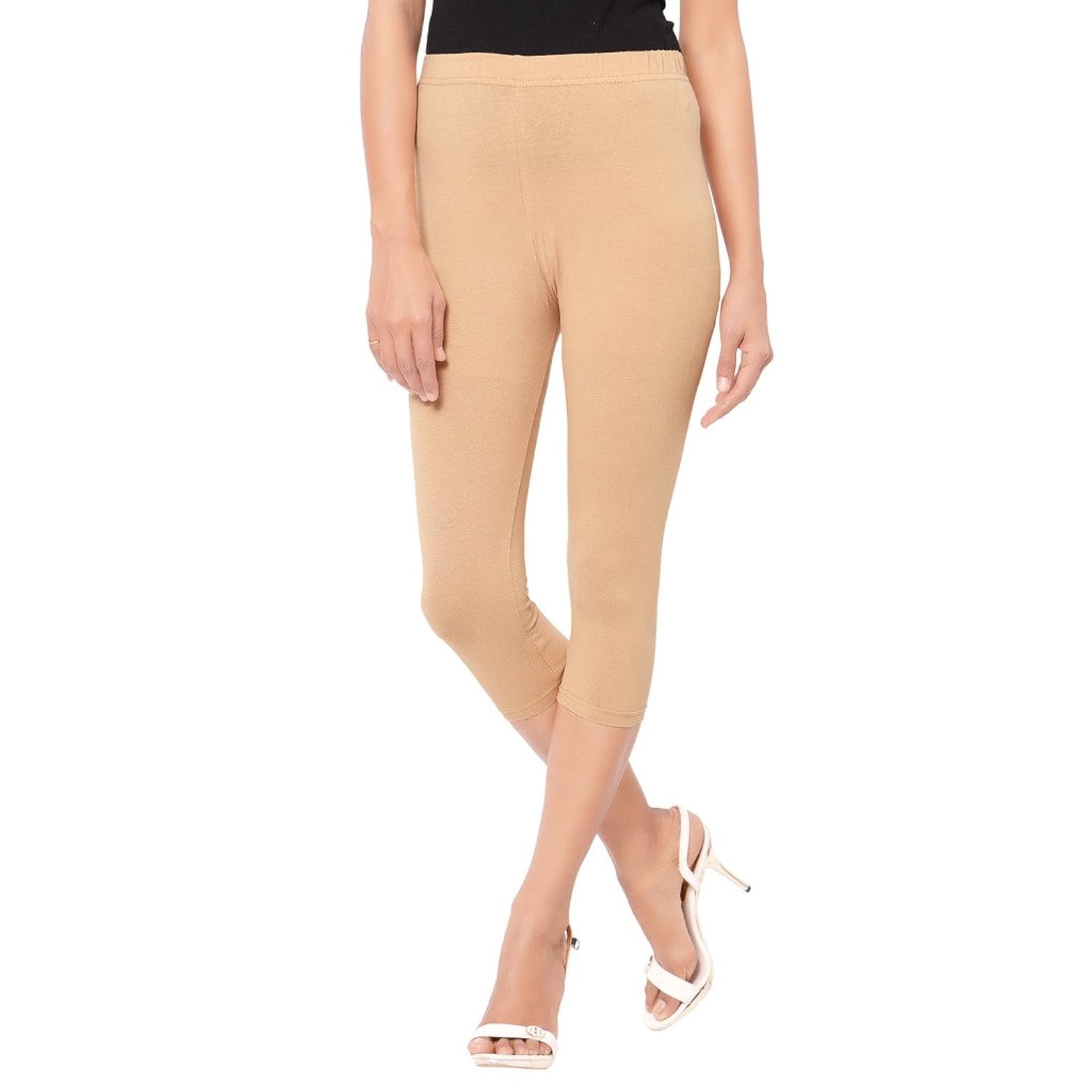 cherry cotton lycra super soft stretchable and comfortable women's capri leggings free size