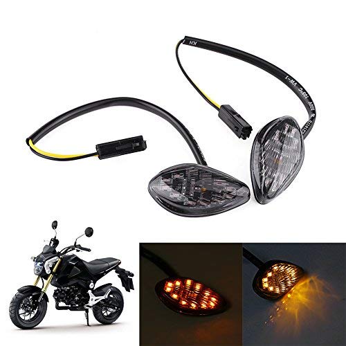 Keenso 1 Pair Motorcycle Amber LED Turn Light Kit, Eye Shape Flush Front Rear Turn Light Assembly Automotive Lighting