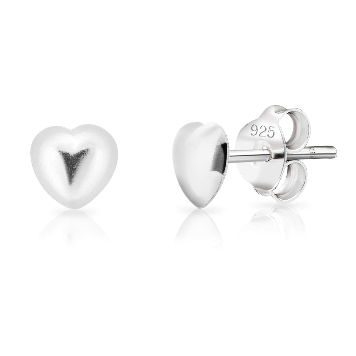 DTPsilver® SMALL 925 Sterling Silver Studs Earrings - Heart - Diameter: 5 mm — image 1