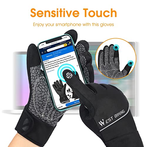 Winter Gloves Thermal for Men Women,Windproof & Touch Screen Mittens, Anti-Slip Full Finger Warm Gloves for Motorcycling Hiking Driving Running Cycling Stocking Stuffers