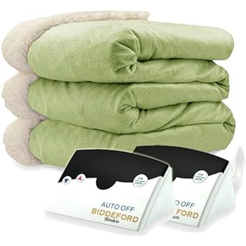 Pure Warmth by Biddeford Fleece Electric Heated Blanket King Sage Green