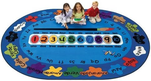 Carpets for Kids 5316 Bilingual Spanish Paint by Numero Kids Rug Size: 8'3" x 11'8", Blue