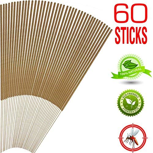 Mosquito Sticks, All Natural and DEET Free Insect Repellent, Eco friendly, Non toxic, Bamboo infused with Citronella, Lemongrass & grapefruit peel, for Outdoor Garden Yard and Indoor
