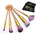 FONY Unicorn Makeup Brushes 5 Pcs Professional Unicorn Makeup Brush Set, Muliticolor Premium Silky Soft Synthetic Bristles with Golden Alicorn Handle Cosmetics Brush Kit (5,Golden)
