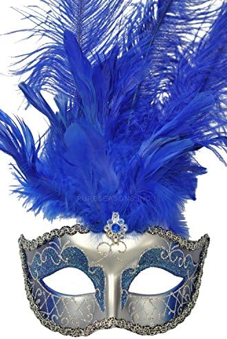 Pure Seasons Colombina Festa Venetian Mask (Blue/Silver)-Standard