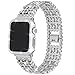 Rhinestones Bands with Diamond Face Cover for Women Men, Falandi Bling Stainless Steel Replacement Wristband for Apple Watch Series 3, Series 2, Series 1, iWatch Nike+ Sport Edition (Silver, 38mm)