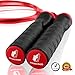 Ballistyx Jump Rope With Adjustable Speed Cable & Contoured Ball Bearing Handles - Best For Exercising, Boxing & MMA, Home Fitness & Sports Training (RED)