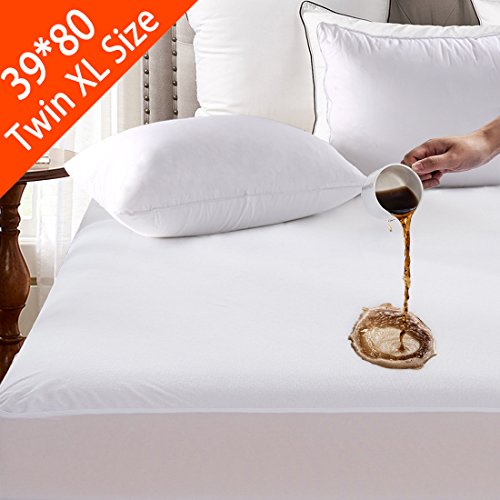 TASTELIFE Waterproof Mattress Protector Twin XL Size, 100% Waterproof Breathable Noiseless Mattress Cover with Deep Pocket for 6-18 inches Mattress, Machine Washable & Vinyle-Free (White)