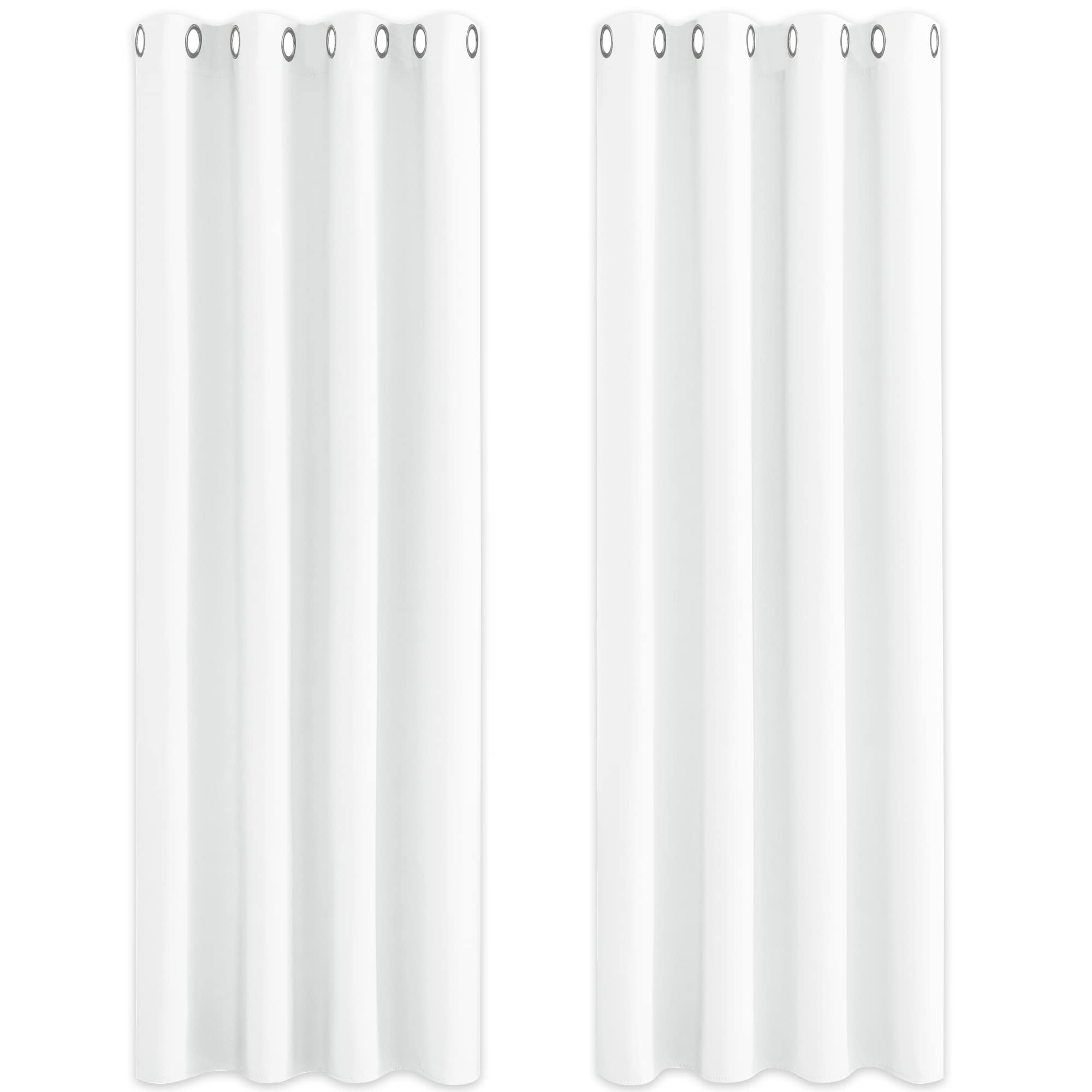 PONY DANCE Eyelet Thermal Insulated Curtains - White Light Filtering Privacy Protection & Energy Saving Curtains for Living Room/Bedroom, Home Decoration Drapes, 46 x 90 Inch, 2 Panels, Pure White
