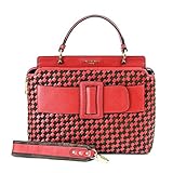 Da Milano LB-4168 Coral Red & Brown Leather Handheld Bag