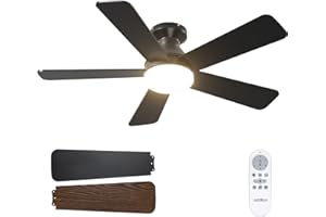 addlon Ceiling Fans with Lights, 42 Inch Low Profile Ceiling Fan with Light and Remote Control, Flush Mount, Reversible, 3CCT