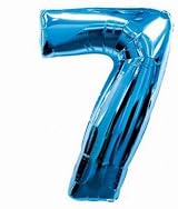 Unique Blue Number 7 Shaped Large Foil Balloon 86cm 1 Piece view 3