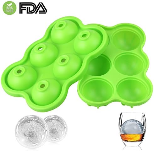 Ice Ball Maker Mold, Ice Cube Trays Silicone, Sphere Round Ice Molds with Lid, Easy Release Ice Cube Mold for Whiskey, Cocktail, Beverages by Alrigon, BPA Free, Green