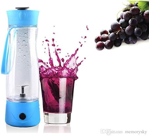 Mini Smoothie Blender Rechargeable Electric Juice Maker Portable Drink Mixer 350ml for Office Outdoors Travelling (Blue)