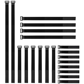 CandyHome 20pcs Reusable Fastening Cable Straps and Cable Ties Set, Adjustable Multipurpose Hook and Loop Securing Straps for Cord Management