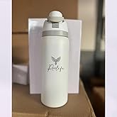 RocLife Insulated Stainless Steel Water Bottle with Straw (White), Durable & BPA-Free, 24 Oz, Leakproof Straw Lid, Lightweight, Suitable for Sports and Travel