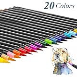 Watercolor Brush Pen Set, Aodoor Soft Brush Pens 20-Colors with Flexible Tip Create Watercolor Effect for Kids Adult Coloring Books, Manga, Comic, Calligraphy