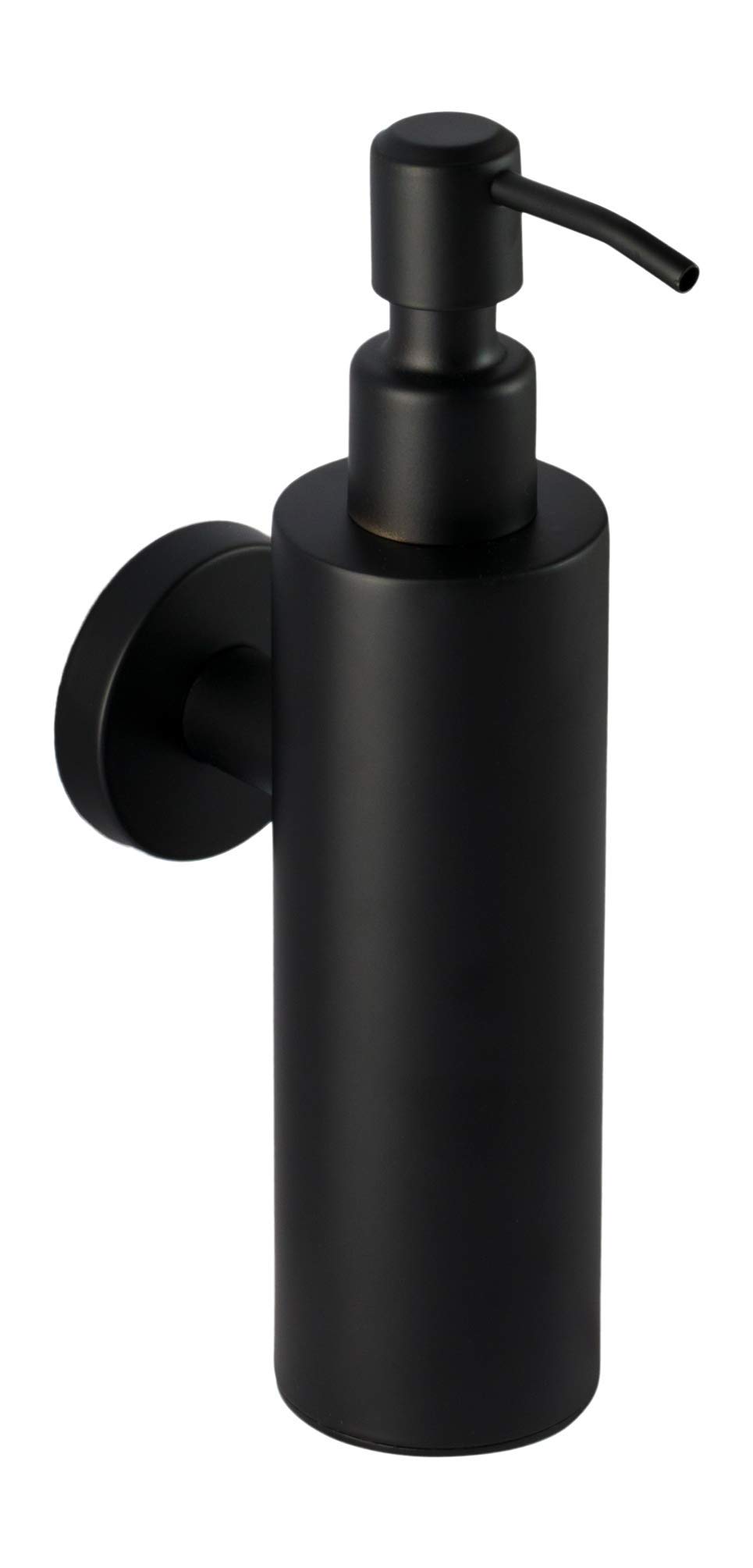 Ambrosya - Soap Dispenser Made of Stainless Steel in Black - Bathroom Dish Drilling Holder Toilet Wall (Stainless Steel (Black), Round)