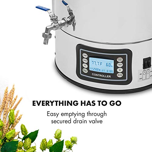 Klarstein Mundschenk • 8 Gallon • Mash Tun • Beer Brewer • Home Brewing System • Mash Tun • 304 Steel • Home Fermentation of Beer and Wine • LCD and Touch Panel • Stainless Steel - Thumbnail 4