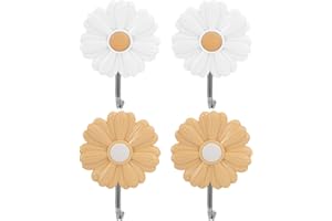 ifundom 4pcs Daisy Sticky Hook for Wall Decorative Adhesive Hooks Small Flower for Bathroom Random Color