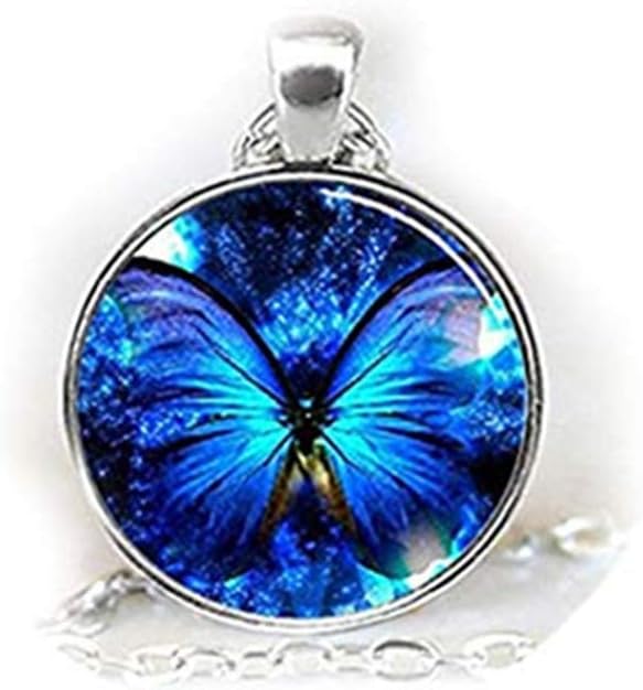 Blue Glowing Butterfly Handcrafted Necklace Blue Glowing Butterfly Handcrafted Pendant