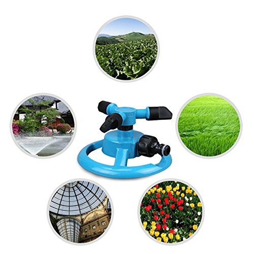 Easyflower Pratical Home Supplies Durable Rotary Three Arm Water Sprinkler Lawn Sprinklers Water Sprinkler for Garden Lawn Kids Play