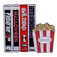 New Horizons Production Classic Horror Movies VHS Tapes 1 Inch Tall Metal Enamel Pin