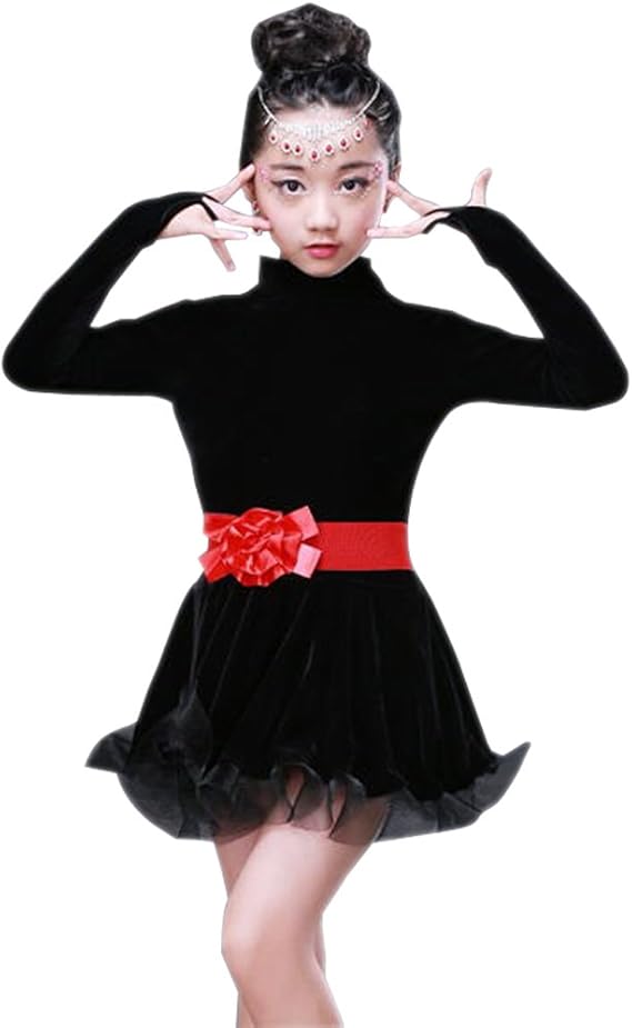 Amazon Co Jp Zevonda 女の子 ガールズ 子供 長袖 タートルネック モダンダンス ラテンダンス ワルツ ダンス服装 服 ファッション小物