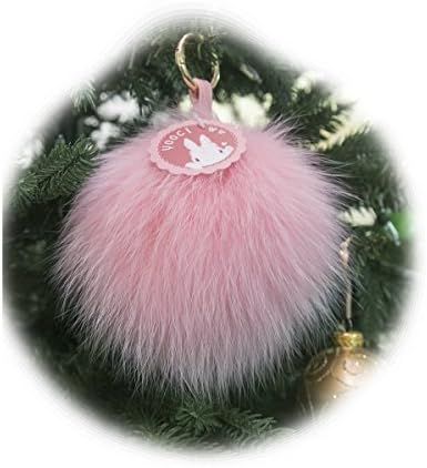 Yooci Large Fluffy Fox Fur Bag Charm Ball Pom Pom (L-6 inch, Pink)