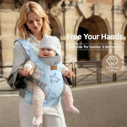 YooxArmor Baby Carrier Backpack, Ergonomic Baby Carrier Adapt for Babies 3-36 Months (3-30 kg), 3 Positions, Adjustable Comfortable and Lightweight, Hands Free