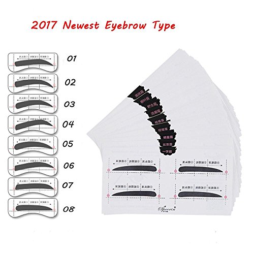 Oceaneshop 32Pairs DIY Makeup Tool Shaper 8 Types Brow Stencils Eye Grooming Eyebrow Template Stickers - Thumbnail 2