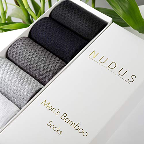 NUDUS Men's Bamboo Dress Socks, 5-Pair Gift Box, Super Breathable, Soft, Thin and Non Slip