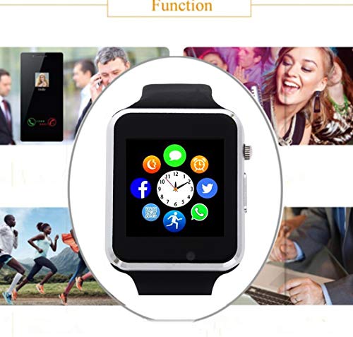 Amazqi Smart Watch, Smartwatch Phone with Camera TF Card Pedometer SIM Card Slot Music Player Compatible for IOS IPhone (Partial Functions) and Android Phone Samsung HUAWEI LG Sony for Men Women Teens