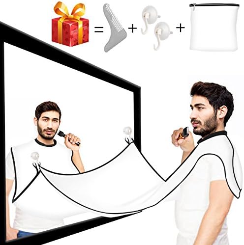 Beard Bib, VEIPAO Beard Trimming Catcher and Beard Apron Professional Trim Your Beard,Hairs Without Mess Keep Yourself and Your Sink Neat Bonus Comb and Brush Perfect Gift for Men