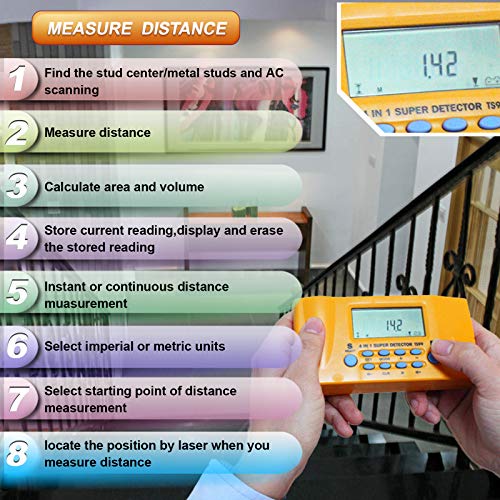 all-sun 4 in 1 Ultrasonic Distance meter / Wood Stud Finder / Metal Detector / AC Wires Tracker