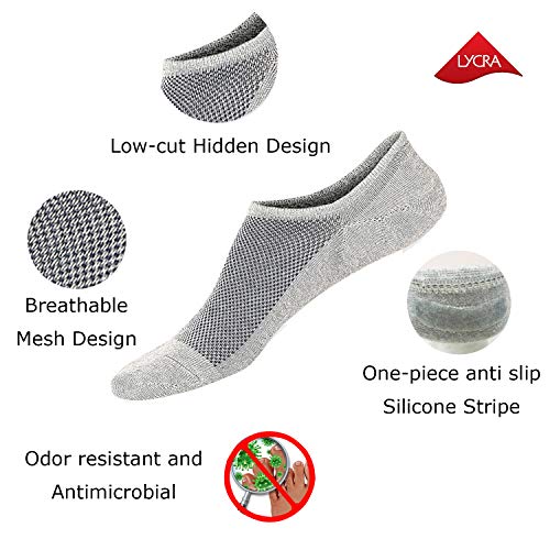 image for SIXDAYSOX Men's 8 Pairs No Show Odor-Resistant Non Slip Socks Low Cut 